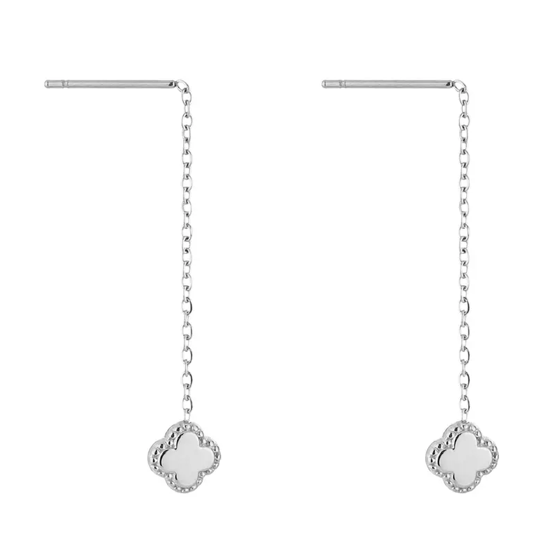Oorbellen Ketting Klavertje zilver