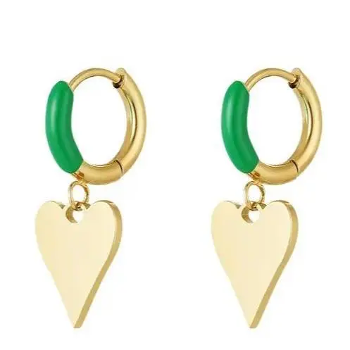 Oorbellen Kleurrijk Hart goud groen