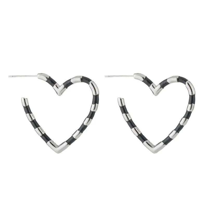 Oorbellen Kleurvol Hart zilver zwart