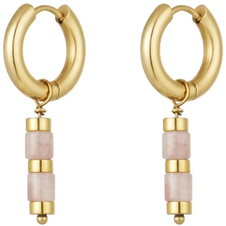 Oorbellen kraaltjes gouden details goud lichtroze