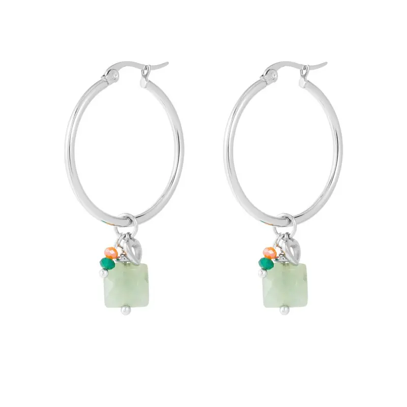 Oorbellen Kralen Bundel zilver groen