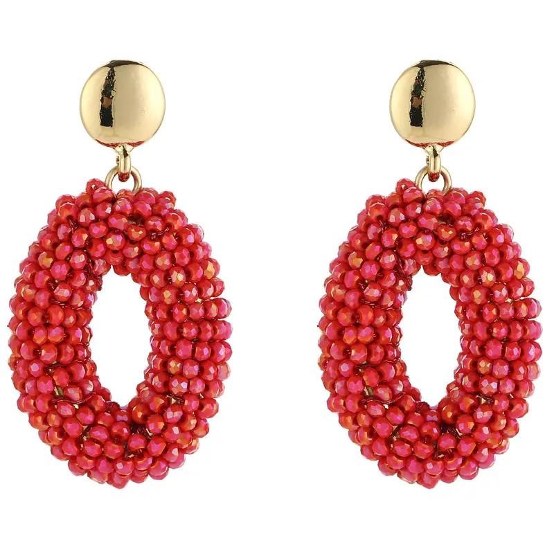 Oorbellen Kralen goud rood roze