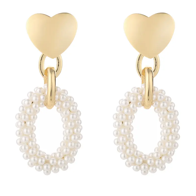 Oorbellen Kralen Love goud wit