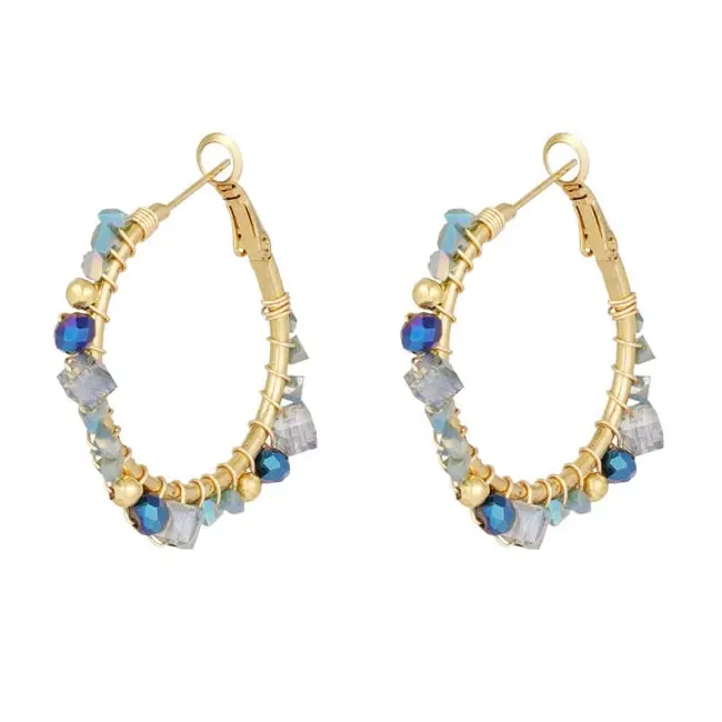 Oorbellen Majestic Dream goud blauw