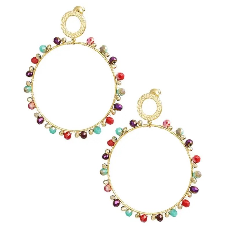 Oorbellen met Kraaltjes goud multi