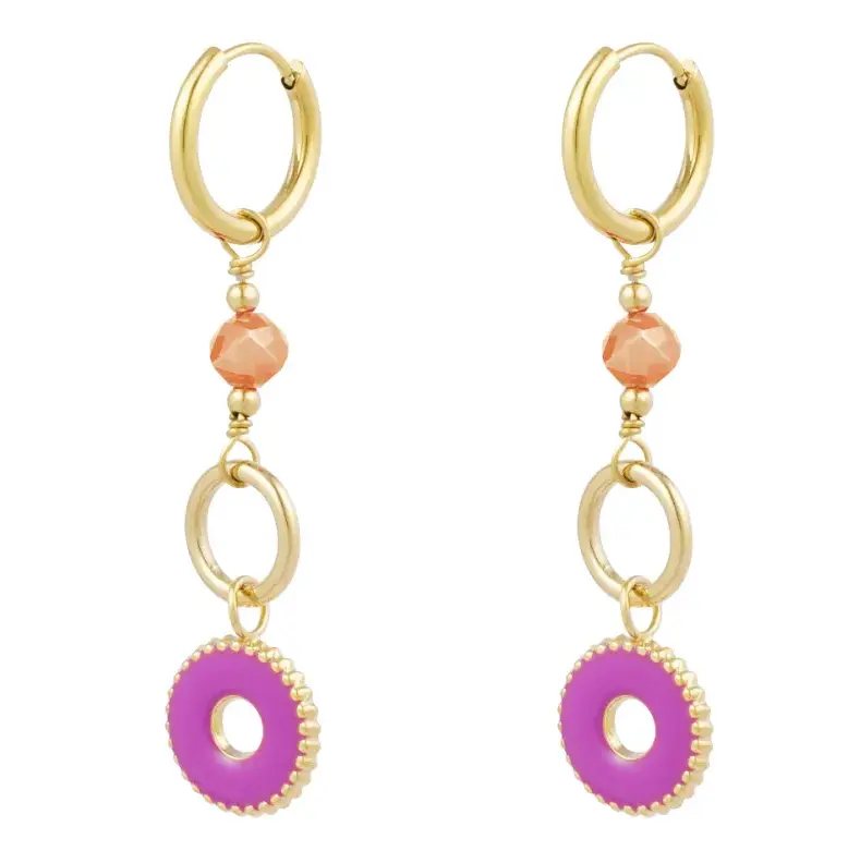 Oorbellen Mystic Mysterie goud fuchsia