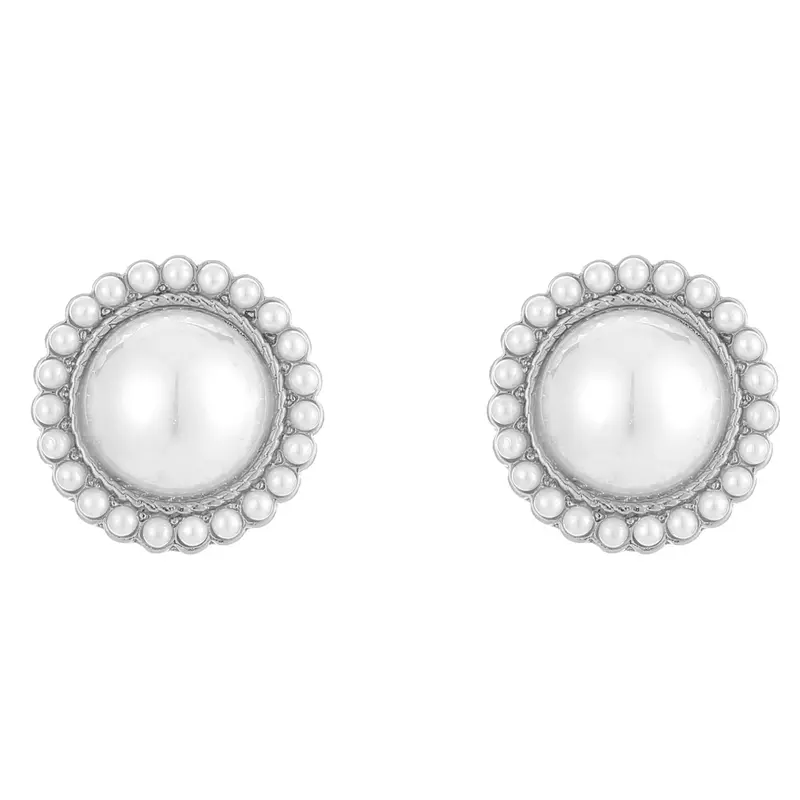Oorbellen Parel Bloem Klipsluiting rond zilver
