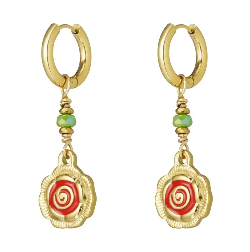 Oorbellen Rose Glow goud rood