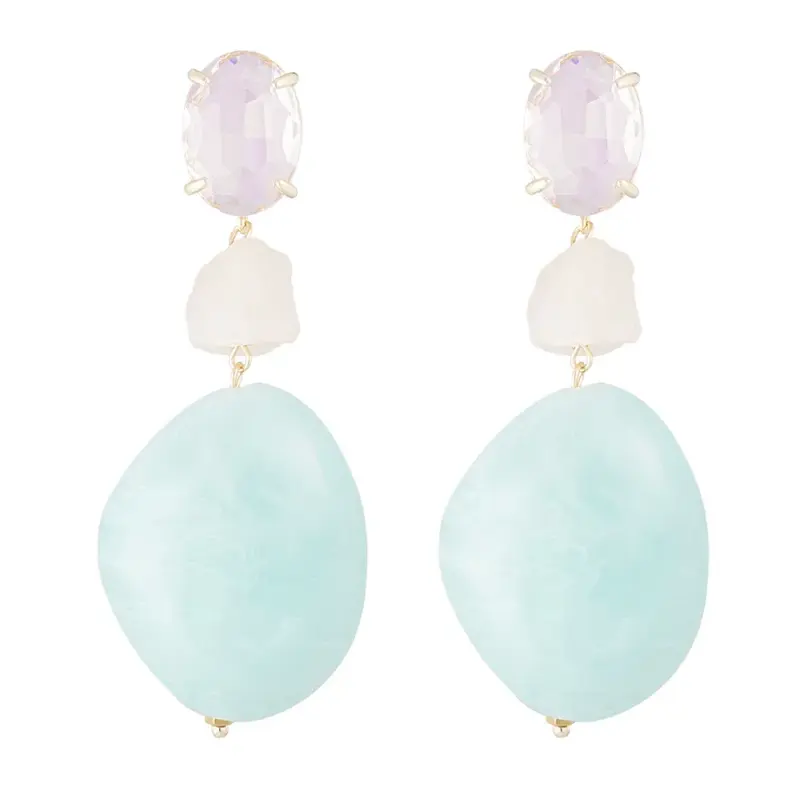 Oorbellen Statement Glas goud blauw roze