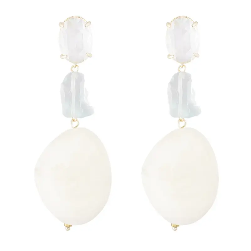 Oorbellen Statement Glas goud gebroken wit