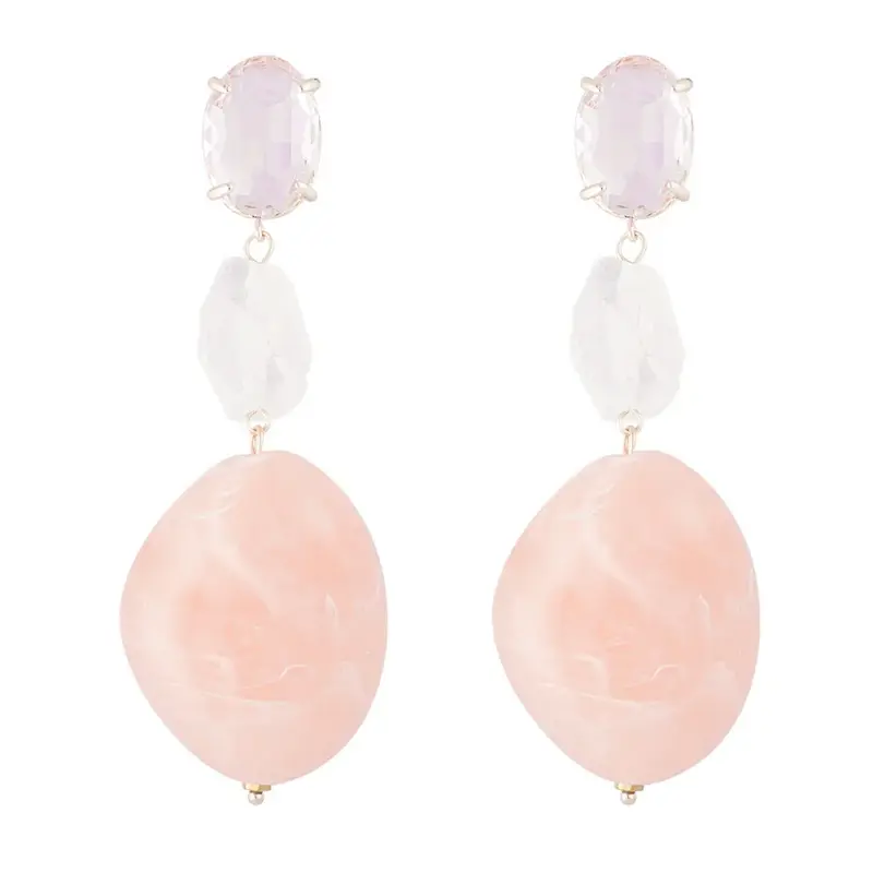 Oorbellen Statement Glas goud roze