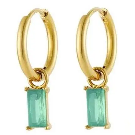 Oorbellen Steen goud turquoise