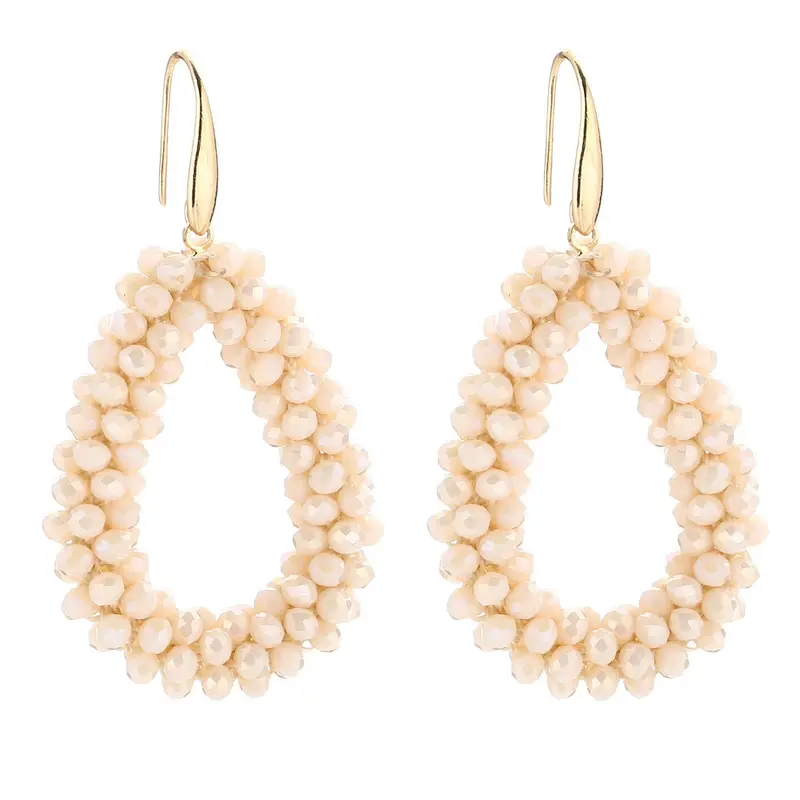 Oorbellen Strass Kralen goud beige