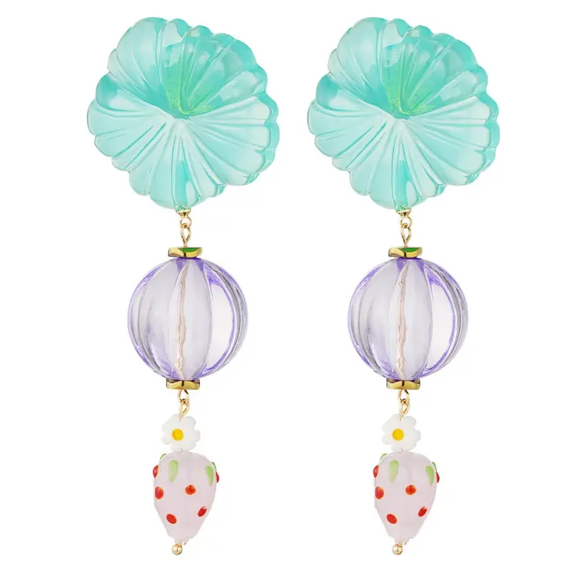 Oorbellen Strawberry Love blauw paars