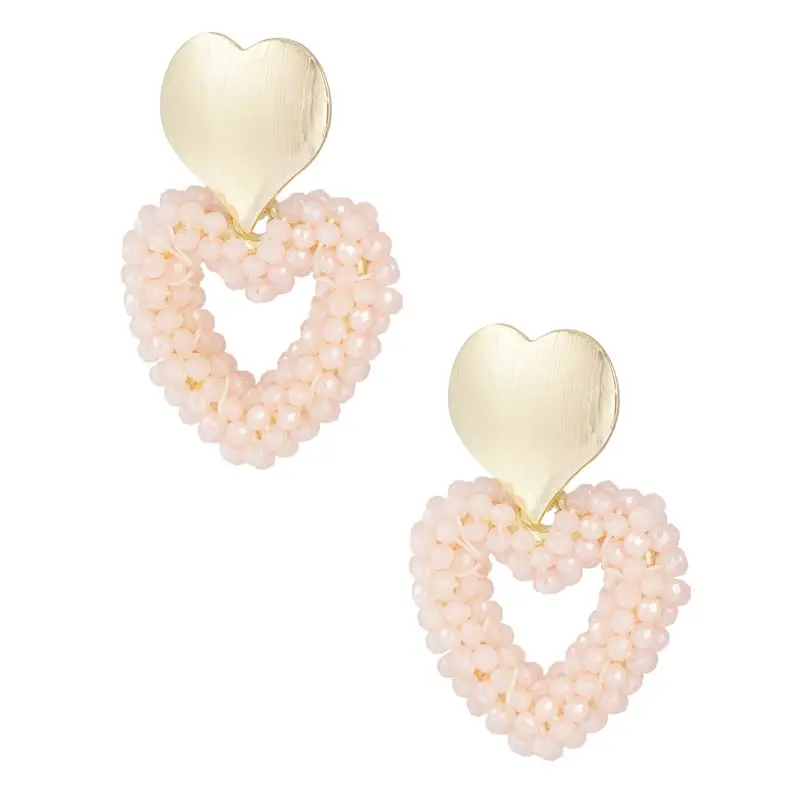 Oorbellen Sweethearts hartje goud babyroze