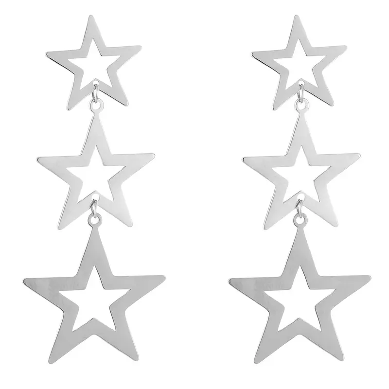 Oorbellen Triple Star zilver