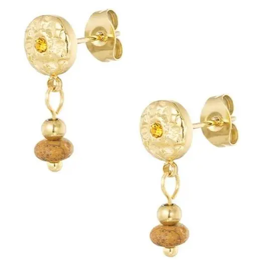 Oorhangers Klassiek Natuursteen goud beige
