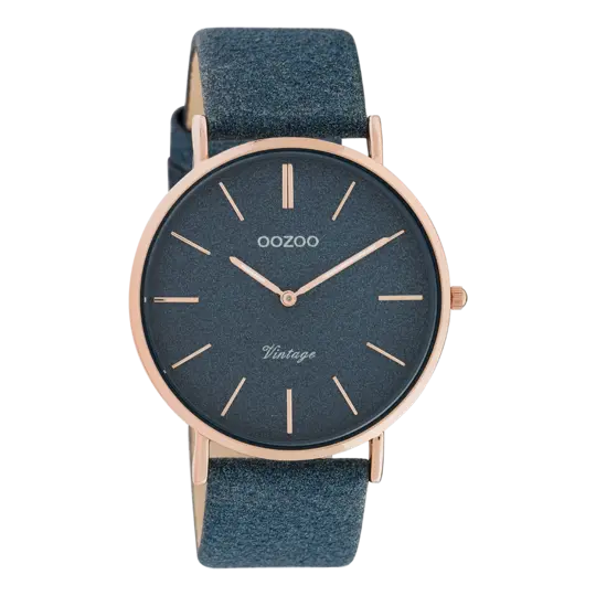 Oozoo Dames horloge-C20163  Rose Goud Blauw (40mm)