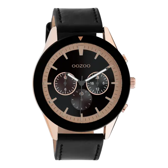 Oozoo Heren Horloge-C10804 Rose Goud Zwart(45mm)