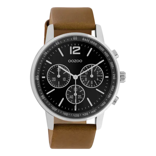 Oozoo Heren horloge-C10812 Bruin/zilver (42mm)