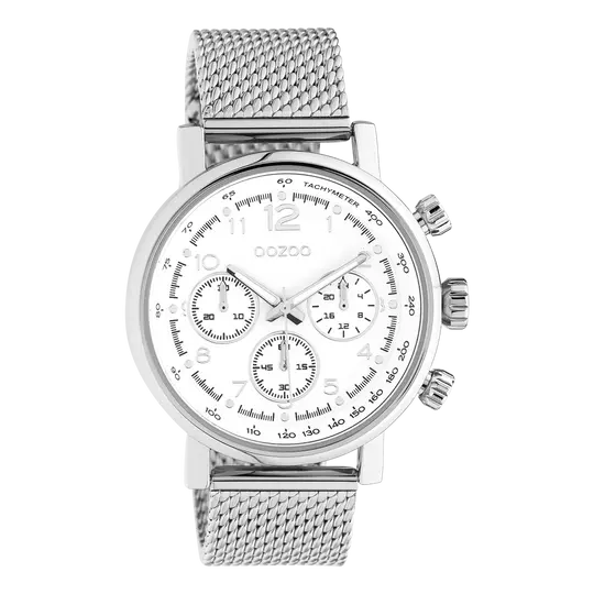 Oozoo heren horloge-C10900 zilver/wit (42mm)