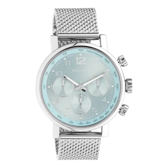 Oozoo heren horloge-C10902 zilver/blauw (42mm)