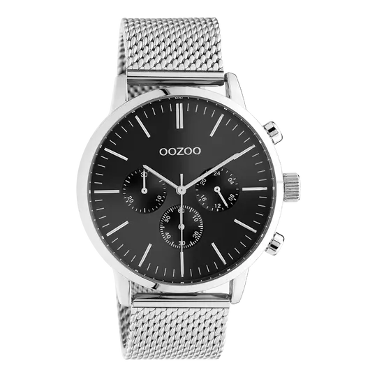 Oozoo heren horloge-C10913 zilver/zwart (45mm)