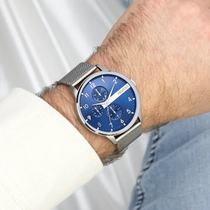 OOZOO heren horloge met metalen mesh armband (45mm)