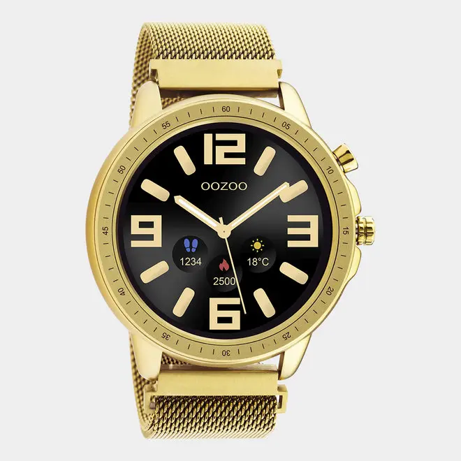 OOZOO Smartwatches - unisex - metal mesh strap gold with gold case Q00306