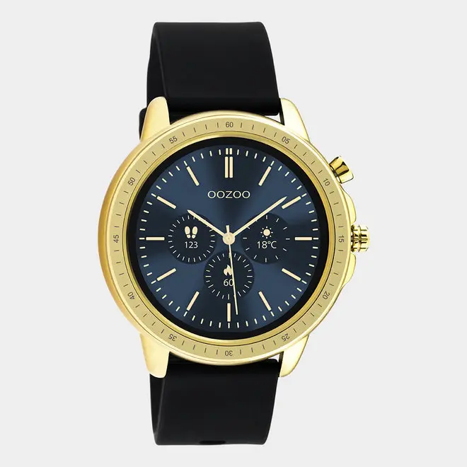 OOZOO Smartwatches - unisex - rubber strap black with gold case Q00301