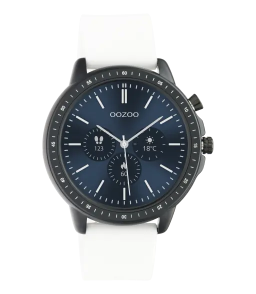 OOZOO Smartwatches - unisex - Wit Display Smartwatch - Wit/Zwart Q00327 (45MM)