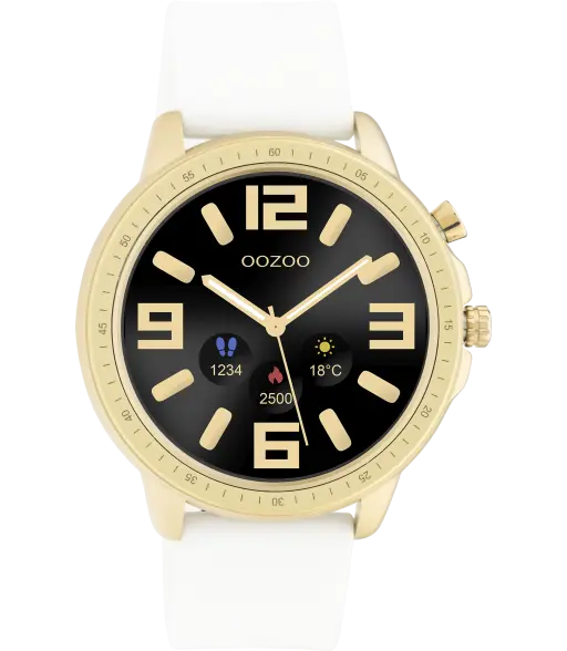 OOZOO Smartwatches - unisex - Zwart Display Smartwatch - Wit Q00316 (45MM)