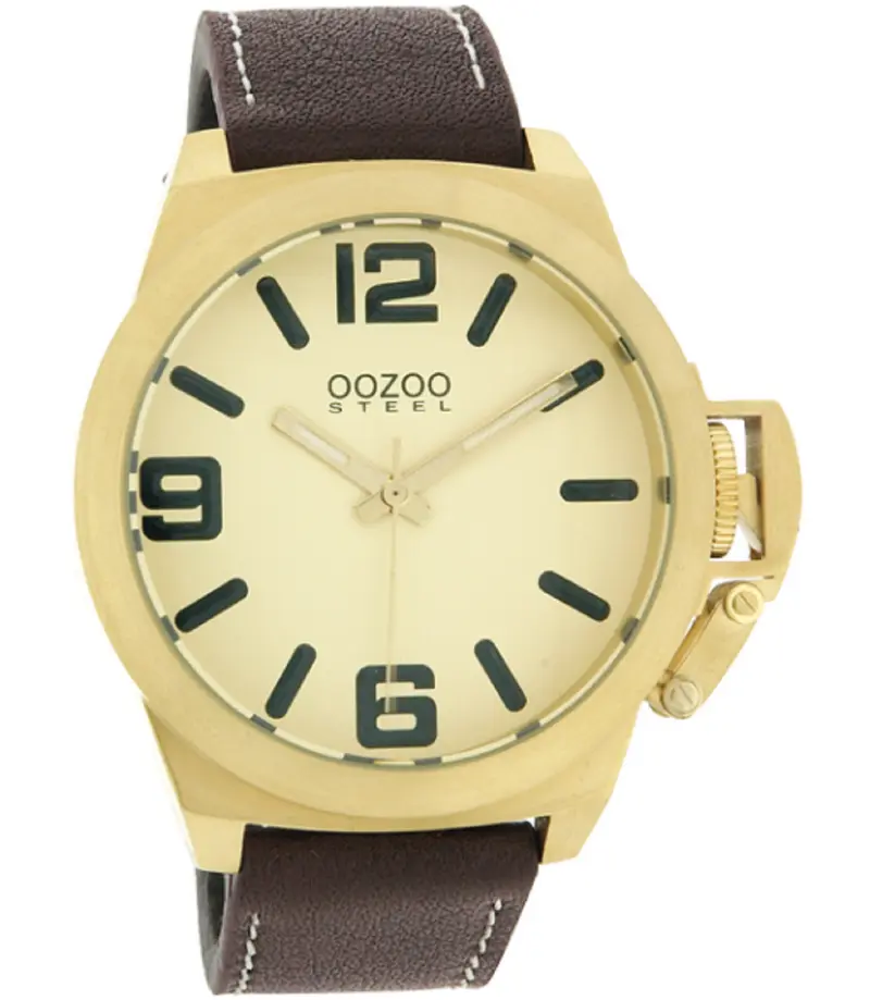 Oozoo Steel Horloge bruin-OS102 (46mm)