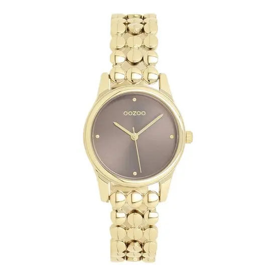 OOZOO Timepieces - Goudkleurige horloge met bolletjes schakelarmband - C11632 (28mm)
