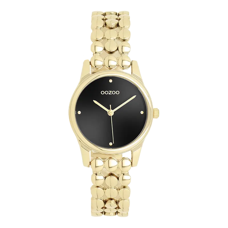 OOZOO Timepieces - Goudkleurige horloge met bolletjes schakelarmband - C11634 (28mm)