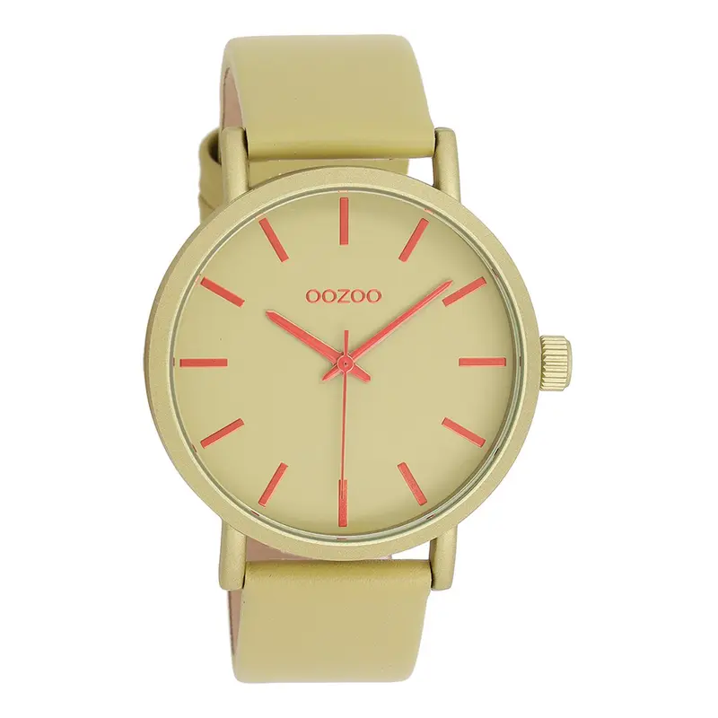 OOZOO Timepieces - Olijf groene OOZOO horloge met olijf groene leren band - C11181 (42mm)
