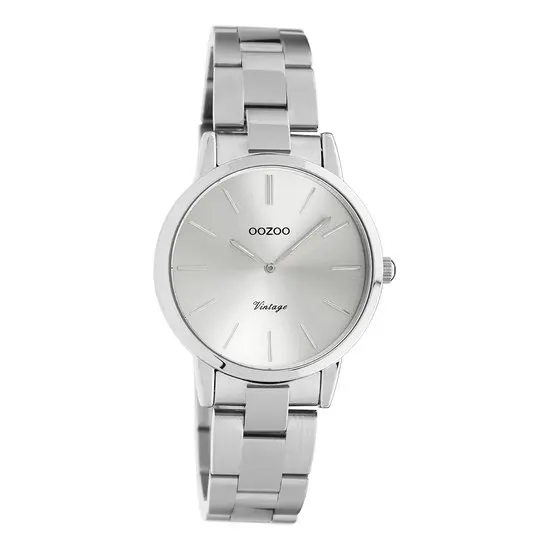 OOZOO Timepieces - Zilverkleurige horloge met zilverkleurige roestvrijstalen armband - C20110 (30mm)