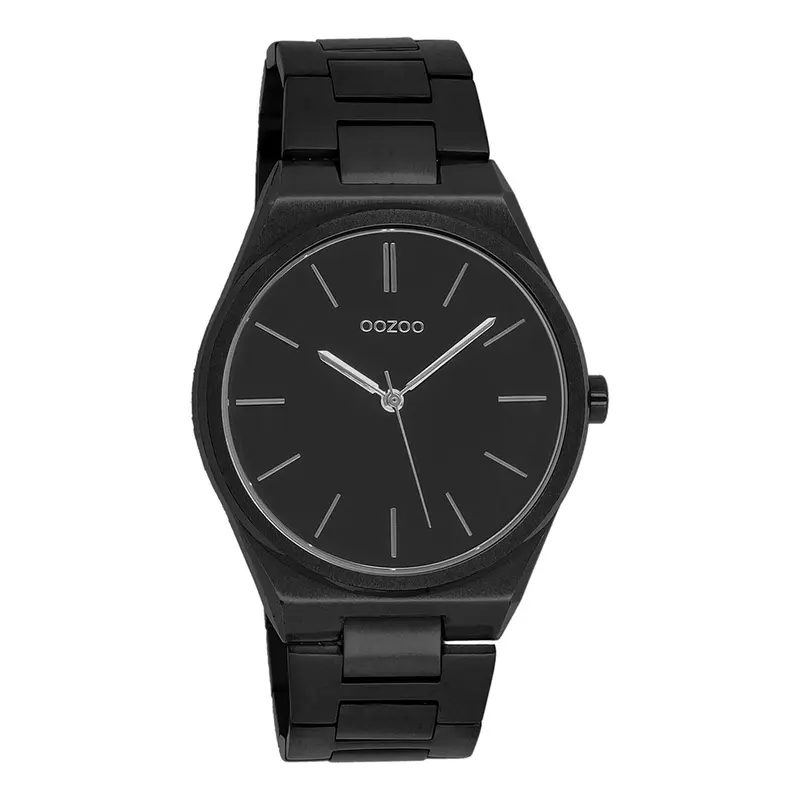 OOZOO Timepieces - Zwarte horloge met zwarte roestvrijstalen armband - C10524 (40mm)