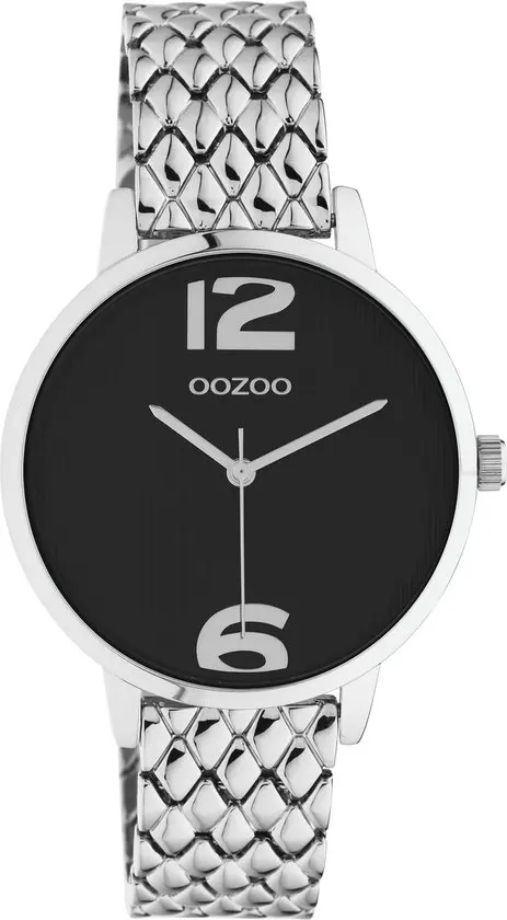 OOZOO Timpieces - zilverkleurige horloge met zilverkleurige roestvrijstalen armband - C11020