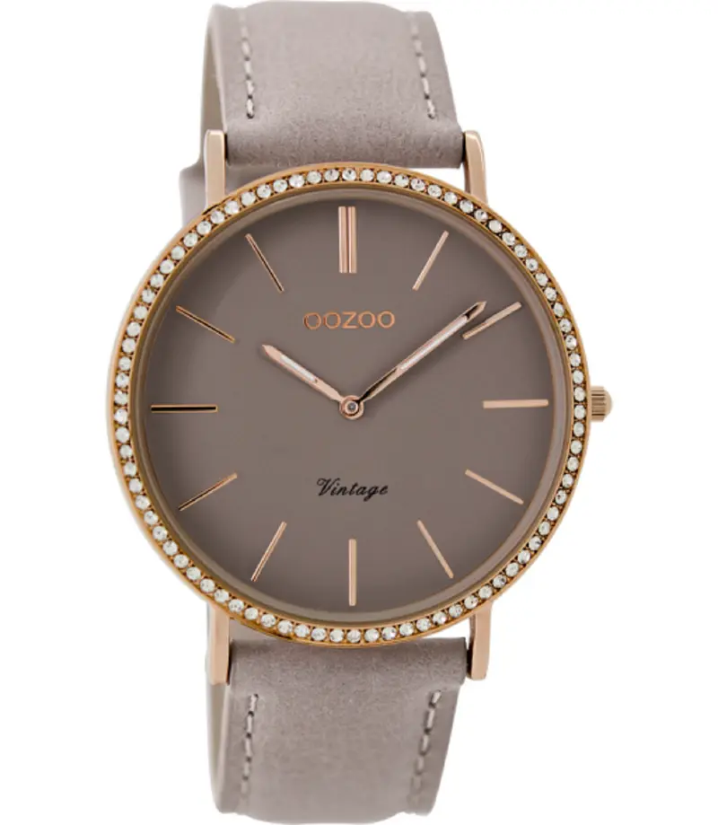 Oozoo Vintage Horloge-C8888 taupe (40mm)