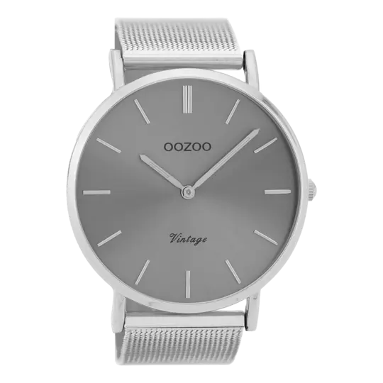 Oozoo Vintage horloge-C9936 zilver (44mm)