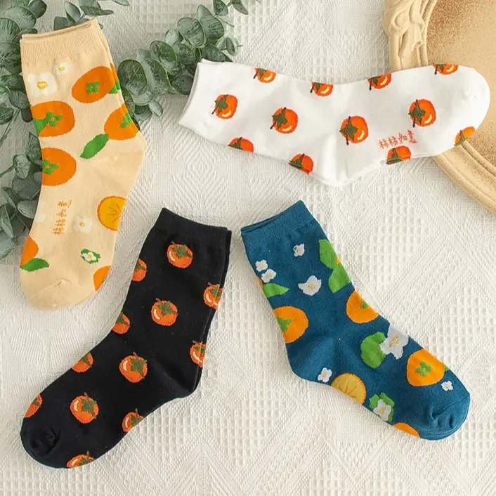 Orange Crew Socks (4 Colours)