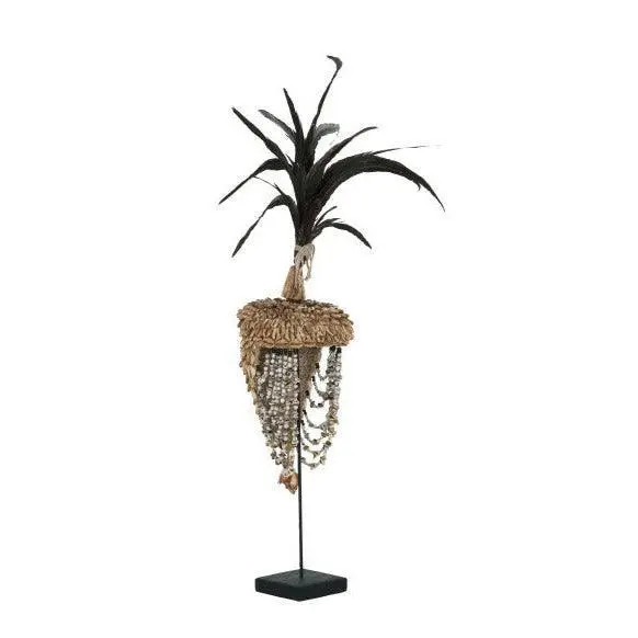 Ornament Balinese Helm Schelpen en Veren Naturel H110cm MUST Living