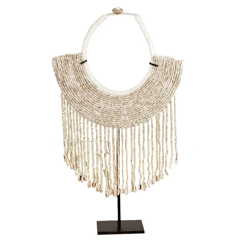 Ornament Indonesische Schelpenketting Indah met kralen Beige/Wit - Pole To Pole