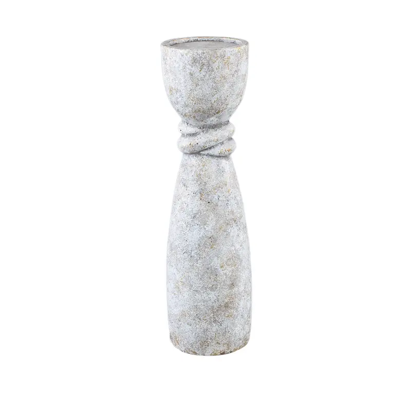 Ornan Grey cement candle holder round detail L PTMD