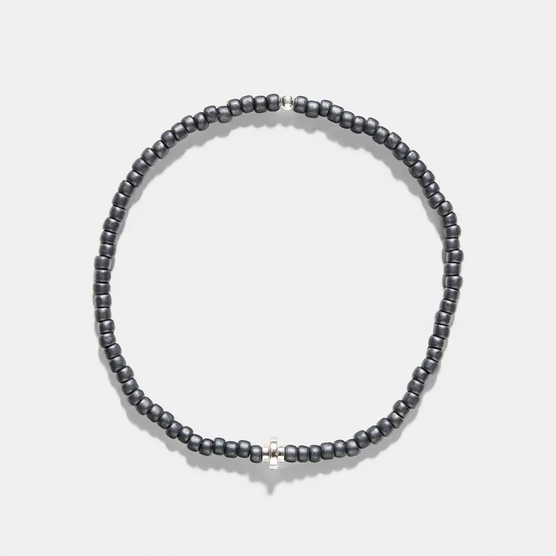 Oskar Gydell Toho Bracelet Deco Bead Silver - Dark Grey