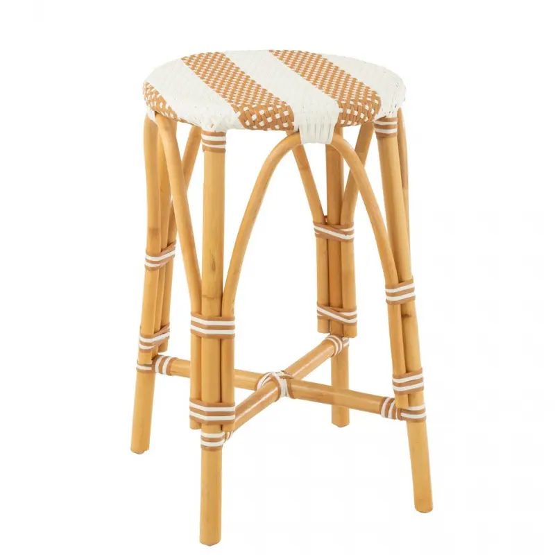 Outdoor Barkruk Live Rond Rotan Beige/Wit J-Line