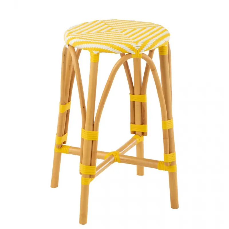 Outdoor Barkruk Live Rond Rotan Geel/Wit J-Line