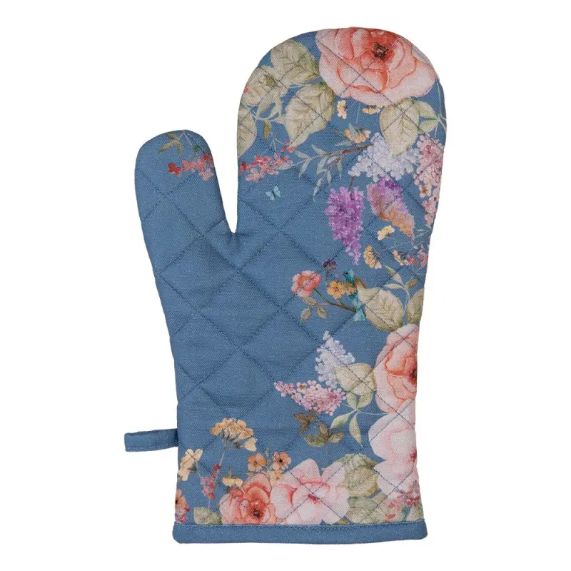 Ovenwant Bloemen blauw 30x18cm
