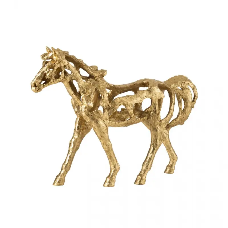 Paard Rennen Polyresin Goudkleurig Large J-Line
